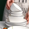 Bộ 16 chén bát sứ văn dọc, trắng viền đen sang trọng - 319.000đ | Dieulinhshop 2