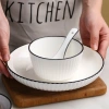Bộ 16 chén bát sứ văn dọc, trắng viền đen sang trọng - 319.000đ | Dieulinhshop 3