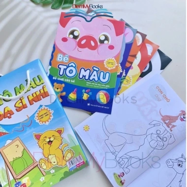 Bộ 16 quyển sách tô màu song ngữ Anh Việt cho bé từ 3 đến 5 tuổi, kèm hộp sáp 12 màu + túi - Giá ưu đãi 79.000₫ 3