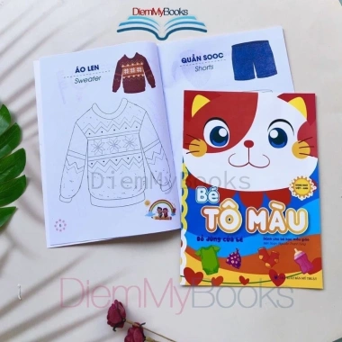 Bộ 16 quyển sách tô màu song ngữ Anh Việt cho bé từ 3 đến 5 tuổi, kèm hộp sáp 12 màu + túi - Giá ưu đãi 79.000₫ 4