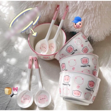 Bộ 2 bát gấu sứ cho bé và 2 thìa, thiết kế ngẫu nhiên, giá ưu đãi 41.000₫ 5