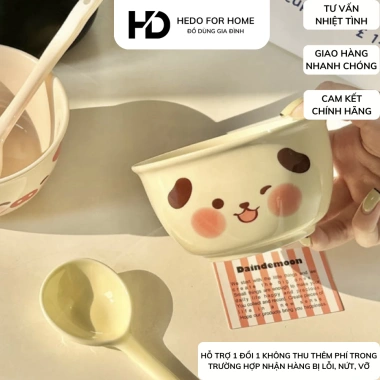 Bộ 2 Bát Sứ Cute + 2 Thìa Đôi - Set Đồ Ăn Độc Đáo Giá Ưu Đãi 42.996 VND 6