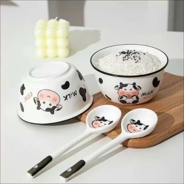 Bộ 2 Bát Sứ Cute + 2 Thìa Đôi - Set Đồ Ăn Độc Đáo Giá Ưu Đãi 42.996 VND 8