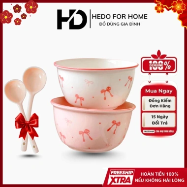 Bộ 2 Bát Sứ Cute + 2 Thìa Đôi - Set Đồ Ăn Độc Đáo Giá Ưu Đãi 42.996 VND 9
