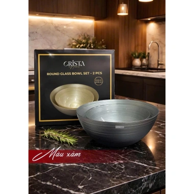Bộ 2 Bát Thủy Tinh Tròn 4.5L + 2.2L Crista Home MS60.228 - Giá 569k, Ưu Đãi 10