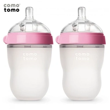 Bộ 2 bình sữa Comotomo Mỹ 250ml silicone cao cấp, mềm mại, xanh‑hồng - giá chỉ 919.000₫ 2