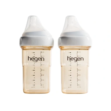 Bộ 2 bình sữa Hegen 240ml PPSU M - Chống sặc, chống đầy hơi cho bé 3‑6 tháng