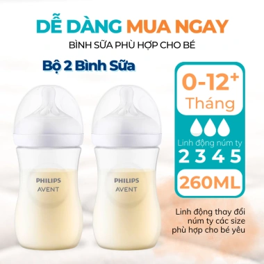 Bộ 2 Bình Sữa Phillips Avent Natural 260ml Cổ Rộng Núm Xoắn Chống Sặc Giá Ưu Đãi 393k 10