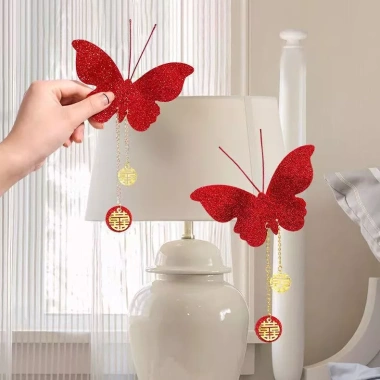 Bộ 2 bướm kim tuyến trang trí lễ tết, đám cưới, giỏ quà, màu sắc vui tươi ấn tượng, giá chỉ 13.500₫