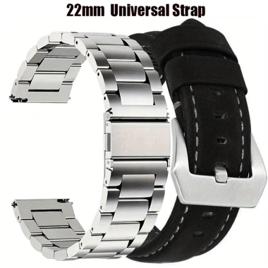 Bộ 2 chiếc 22mm Nam Thời Trang Thép Không Gỉ + Dây Da, tương thích Samsung, Vivoactive, Venu, Fenix, Amazfit 108.672 VND