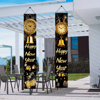 Bộ 2 Chụp Ảnh Phông Nền Vàng Đen Treo Cửa - Hiên Nhà Năm Mới 2.026, Quà Tặng 86.900₫