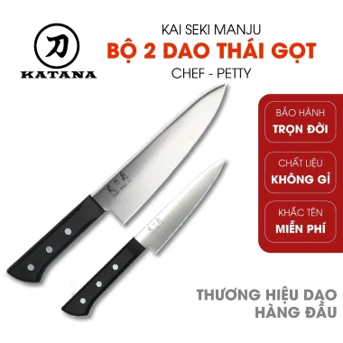 Bộ 2 dao cao cấp KAI Seki ManJu - Thái thịt cá, gọt hoa quả Chef và Petty 270.000đ