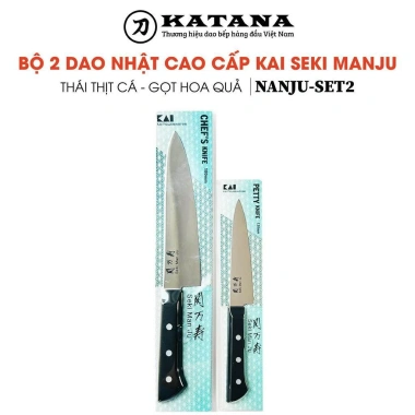Bộ 2 dao cao cấp KAI Seki ManJu - Thái thịt cá, gọt hoa quả Chef và Petty 270.000đ