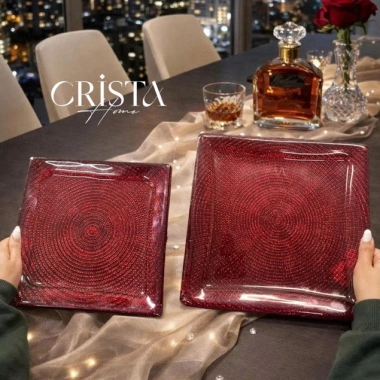 Bộ 2 Đĩa Thủy Tinh Vân Lưới 24cm và 27.5cm Crista Home MS60.227 Giá Ưu Đãi 595k