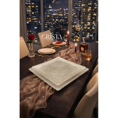 Bộ 2 Đĩa Thủy Tinh Vân Lưới 24cm và 27.5cm Crista Home MS60.227 Giá Ưu Đãi 595k