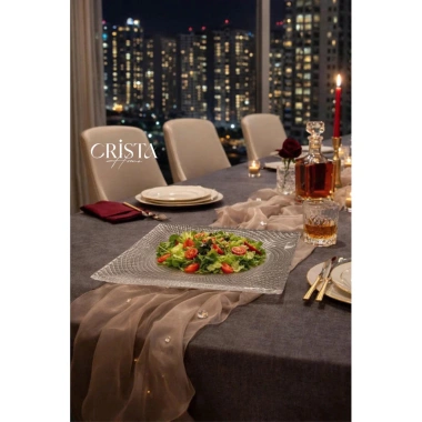 Bộ 2 Đĩa Thủy Tinh Vân Lưới 24cm và 27.5cm Crista Home MS60.227 Giá Ưu Đãi 595k
