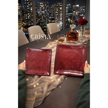 Bộ 2 Đĩa Thủy Tinh Vân Lưới 24cm và 27.5cm Crista Home MS60.227 Giá Ưu Đãi 595k