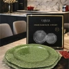 Bộ 2 Đĩa Thủy Tinh Vân Lưới Tròn 30cm-34cm CRISTA HOME 4 màu - Đồ trang trí mâm ngũ quả, bàn tiệc, quà Tết