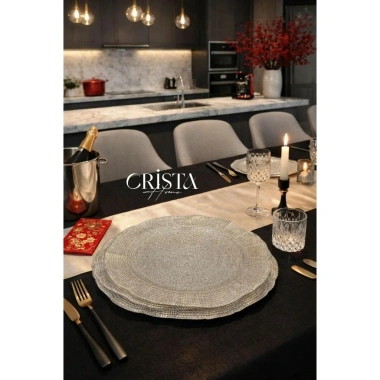 Bộ 2 Đĩa Thủy Tinh Vân Lưới Tròn 30cm-34cm CRISTA HOME 4 màu - Đồ trang trí mâm ngũ quả, bàn tiệc, quà Tết 9