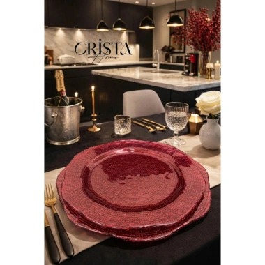 Bộ 2 Đĩa Thủy Tinh Vân Lưới Tròn 30cm-34cm CRISTA HOME 4 màu - Đồ trang trí mâm ngũ quả, bàn tiệc, quà Tết 10