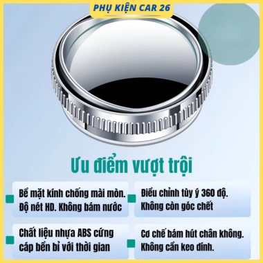 Bộ 2 gương cầu lồi, quan sát bánh xe, chân hít kính ô tô xoay 360° an toàn giao thông