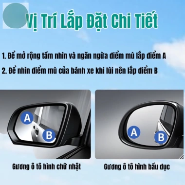 Bộ 2 gương cầu lồi, quan sát bánh xe, chân hít kính ô tô xoay 360° an toàn giao thông 2 Bộ 2 gương cầu lồi, quan sát bánh xe, chân hít kính ô tô xoay 360° an toàn giao thông 2