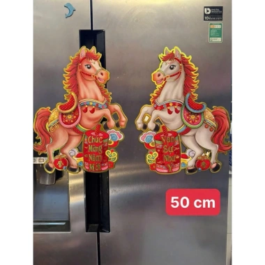 Bộ 2 Hình Dán Cửa Ngựa và Thần Tài - Trang Trí Decor Tết 2.026 Giá 90.000 VNĐ