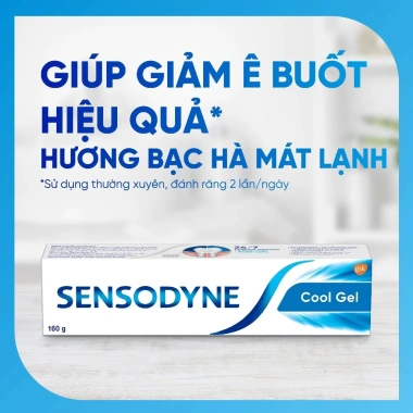 Bộ 2 Kem đánh răng Sensodyne Cool Gel 160g - Giảm ê buốt hiệu quả, hương bạc hà mát, KOL x Sensodyne 3 Bộ 2 Kem đánh răng Sensodyne Cool Gel 160g - Giảm ê buốt hiệu quả, hương bạc hà mát, KOL x Sensodyne 3