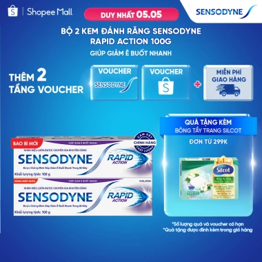Bộ 2 kem đánh răng SENSODYNE Rapid Action 100g - Giảm ê buốt nhanh, bảo vệ răng nhạy cảm