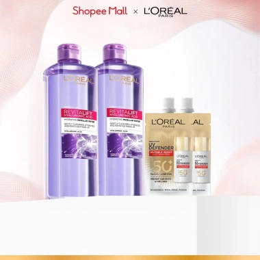 Bộ 2 L'Oreal Paris Revitalift HA 400ml & UV Defender SPF 50+ PA - Tẩy trang cấp ẩm giảm nếp nhăn bảo vệ da 425.000 VND Bộ 2 L'Oreal Paris Revitalift HA 400ml & UV Defender SPF 50+ PA - Tẩy trang cấp ẩm giảm nếp nhăn bảo vệ da 425.000 VND