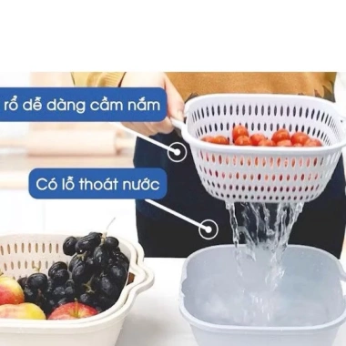Bộ 2 món rổ chậu đa năng nhựa Việt Nhật - Chỉ 25.000, tiện lợi, tiết kiệm