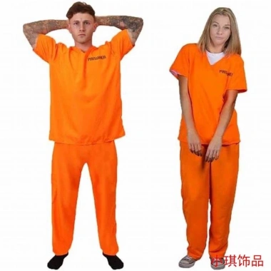 Bộ 2 Món Trang Phục Tù Nhân Halloween COS Người Lớn Trẻ Em - Giá chỉ 334.800 VND