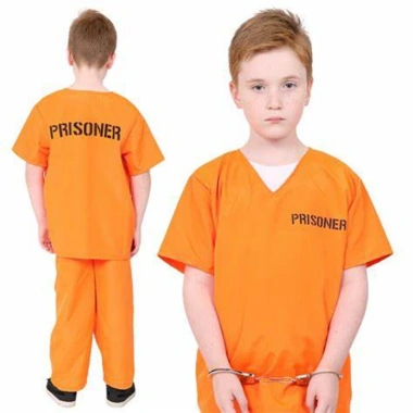 Bộ 2 Món Trang Phục Tù Nhân Halloween COS Người Lớn Trẻ Em - Giá chỉ 334.800 VND