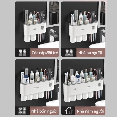 Bộ 2 Nhả Kem Đánh Răng Tự Động OENON và Kệ Treo Bàn Chải Dán Tường, Cốc Hút Nam Châm, Tặng Miếng Dán, Giá 105.000 VND 7