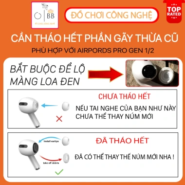 Bộ 2 núm tai nghe hàng zin thay thế AirPods Pro 1/2 - Độ bền cao, Giá chỉ 52.400₫ 2