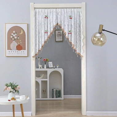 Bộ 2 Pháp Vintage Nửa Rèm Hoa Thêu Đính Hạt Ren Tam Giác – Trang trí nhà, giá 162.000₫