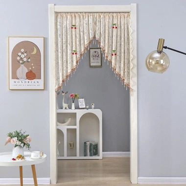 Bộ 2 Pháp Vintage Nửa Rèm Hoa Thêu Đính Hạt Ren Tam Giác – Trang trí nhà, giá 162.000₫