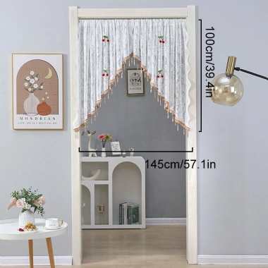 Bộ 2 Pháp Vintage Nửa Rèm Hoa Thêu Đính Hạt Ren Tam Giác – Trang trí nhà, giá 162.000₫