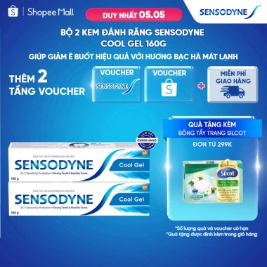 Bộ 2 Sensodyne Cool Gel 160g - Giảm ê buốt, hương bạc hà mát, Giá chỉ 180.500₫