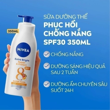 Bộ 2 Sữa Dưỡng Thể NIVEA 8 Super Foods Ngày Đêm 350ml - Dưỡng sáng, phục hồi, bảo vệ da - 254k 4