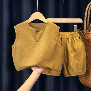 Bộ 2 Trang Phục Mùa Hè Bé Trai & Gái: Áo Vest, Quần Short Lanh Không Tay – 184.299 VND