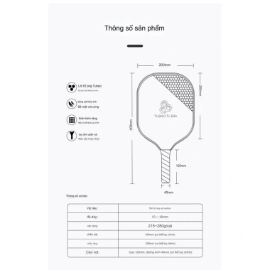 Bộ 2 Vợt Pickleball Carbon Nhám Tubao Cao Cấp + Túi Chống Sốc & 4 Bóng 499.000 VND