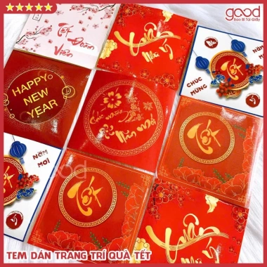 Bộ 20 tem sticker Tết 2.026 đỏ vàng - Dán trang trí quà, hộp, túi, chỉ 16.000₫ 2