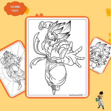 Bộ 20/10 tranh tô màu Dragon Ball Gogeta ngọc rồng, giấy A4 A5 70gsm, giá 13.100₫