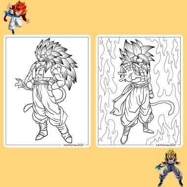 Bộ 20/10 tranh tô màu Dragon Ball Gogeta ngọc rồng, giấy A4 A5 70gsm, giá 13.100₫