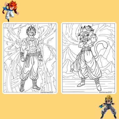 Bộ 20/10 tranh tô màu Dragon Ball Gogeta ngọc rồng, giấy A4 A5 70gsm, giá 13.100₫