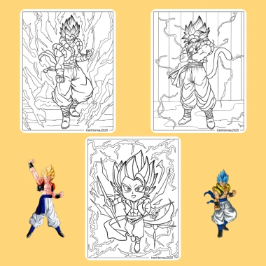 Bộ 20/10 tranh tô màu Dragon Ball Gogeta ngọc rồng, giấy A4 A5 70gsm, giá 13.100₫