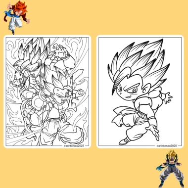 Bộ 20/10 tranh tô màu Dragon Ball Gogeta ngọc rồng, giấy A4 A5 70gsm, giá 13.100₫