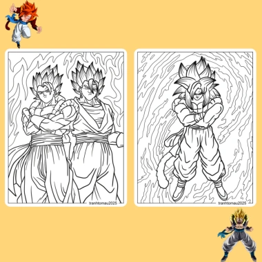 Bộ 20/10 tranh tô màu Dragon Ball Gogeta ngọc rồng, giấy A4 A5 70gsm, giá 13.100₫