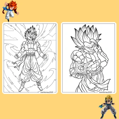 Bộ 20/10 tranh tô màu Dragon Ball Gogeta ngọc rồng, giấy A4 A5 70gsm, giá 13.100₫
